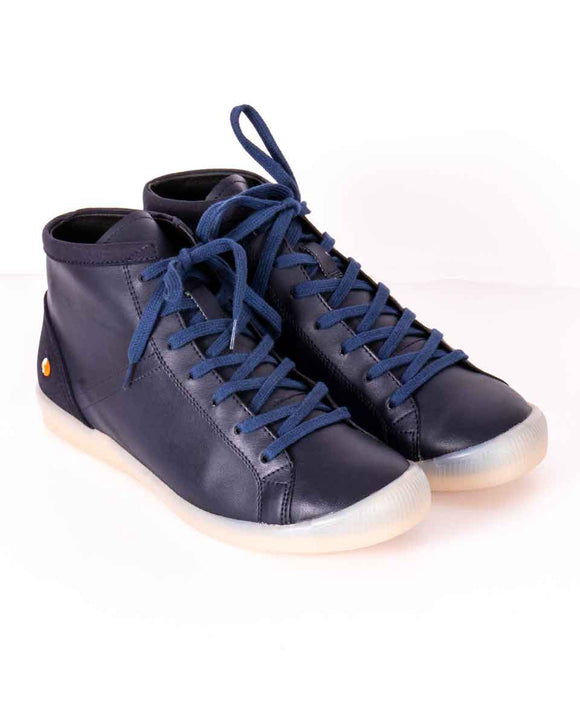 Softinos ISLEEN Navy Lace-Up Ladies Navy Faux Leather Boots
