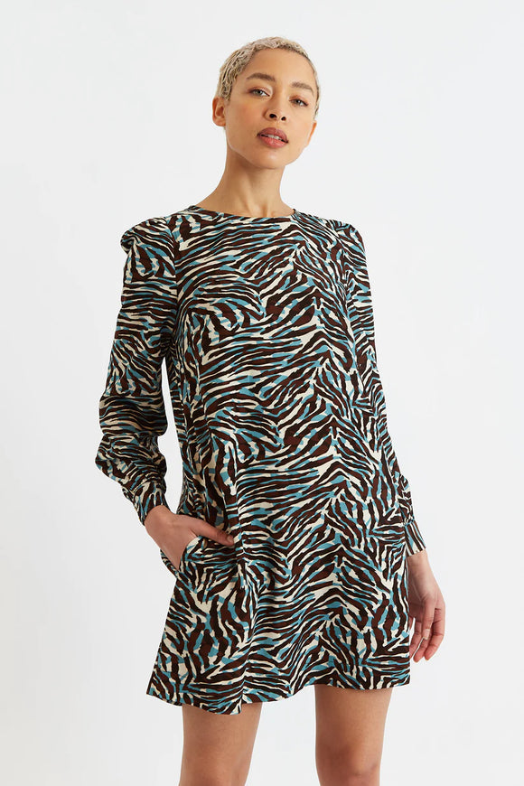 Louche London DIDEE Animal Print Short Dress. Show off your wild side with the Louche London DIDEE Animal Print Short Dress. This '60s-inspired A-line dress features a bold animal print in a striking combo of chocolate, turquoise, and off white.
