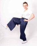 Lottie&Moll WENDY Ladies 3/4 Length Navy Satin Pyjama Pants. A super soft, satin feel, elasticated waist pyjama pant with side pockets. Step into the new season in these Lottie&Moll WENDY Ladies 3/4 Length Navy Satin Pyjama Pants. An essential wardrobe must-have for pairing with summer tops.